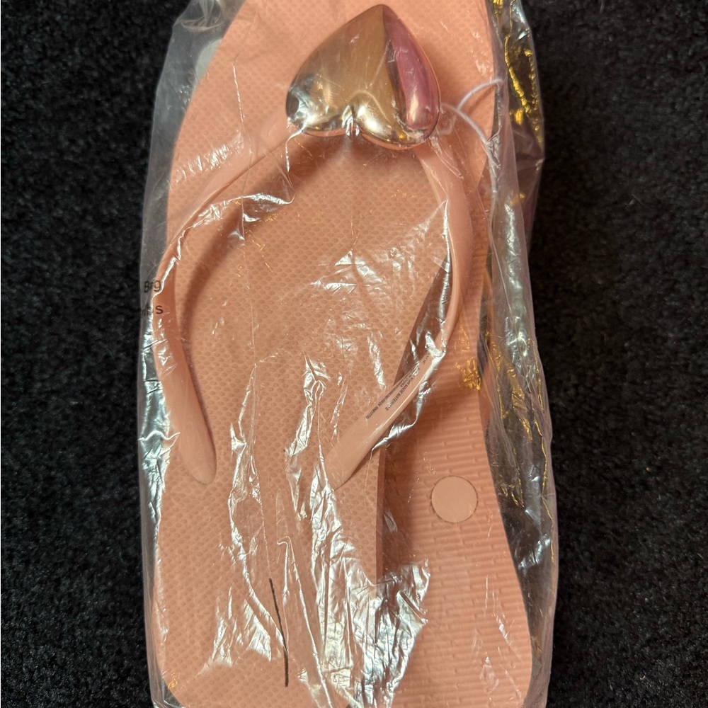 Target Pink Flip Flops with Metallic Heart Accent